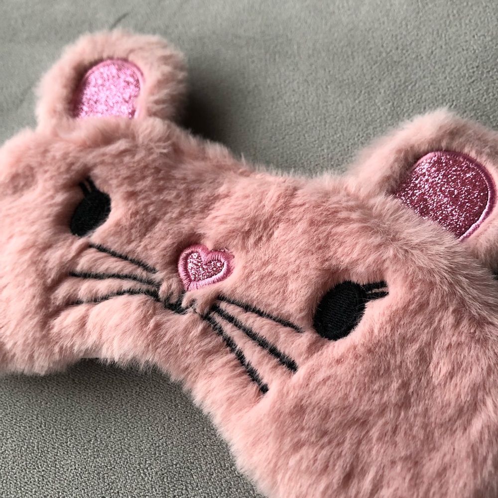 Fuzzy Pink Sleep Mask ~ Brand New! ~ Cat Eye Mask